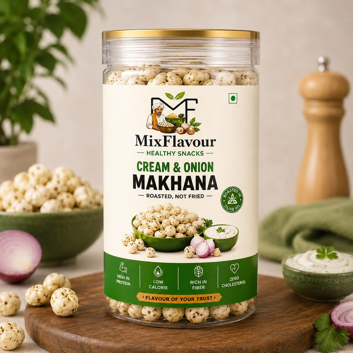 Cream & Onion Makhana — Lightly Salted & Crunchy | MixFlavour