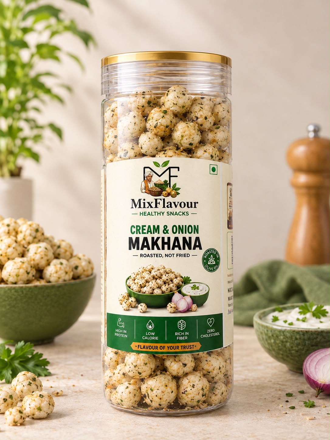 Cream & Onion Makhana — Lightly Salted & Crunchy | MixFlavour